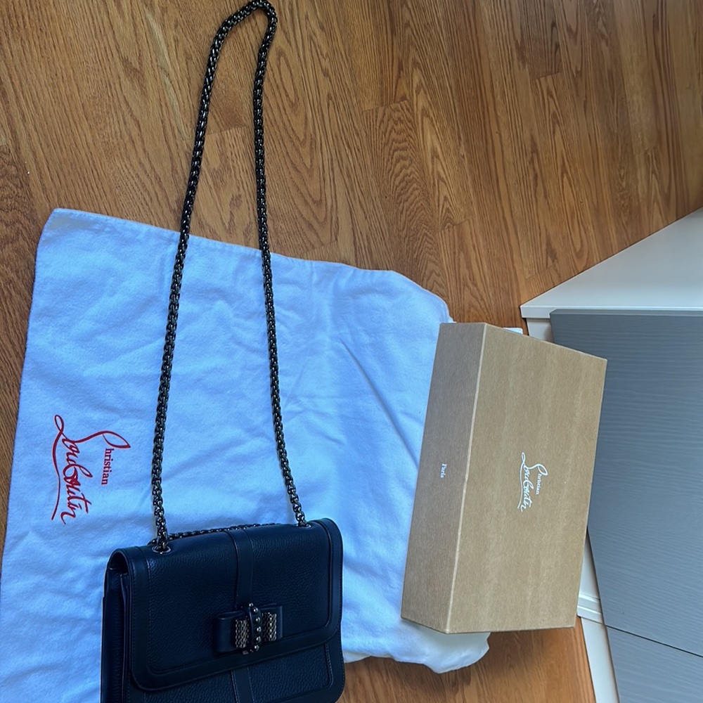 Christian Louboutin Sweet Charity Gaia Calf Leather Shoulder Bag in Black - Picture 10 of 12
